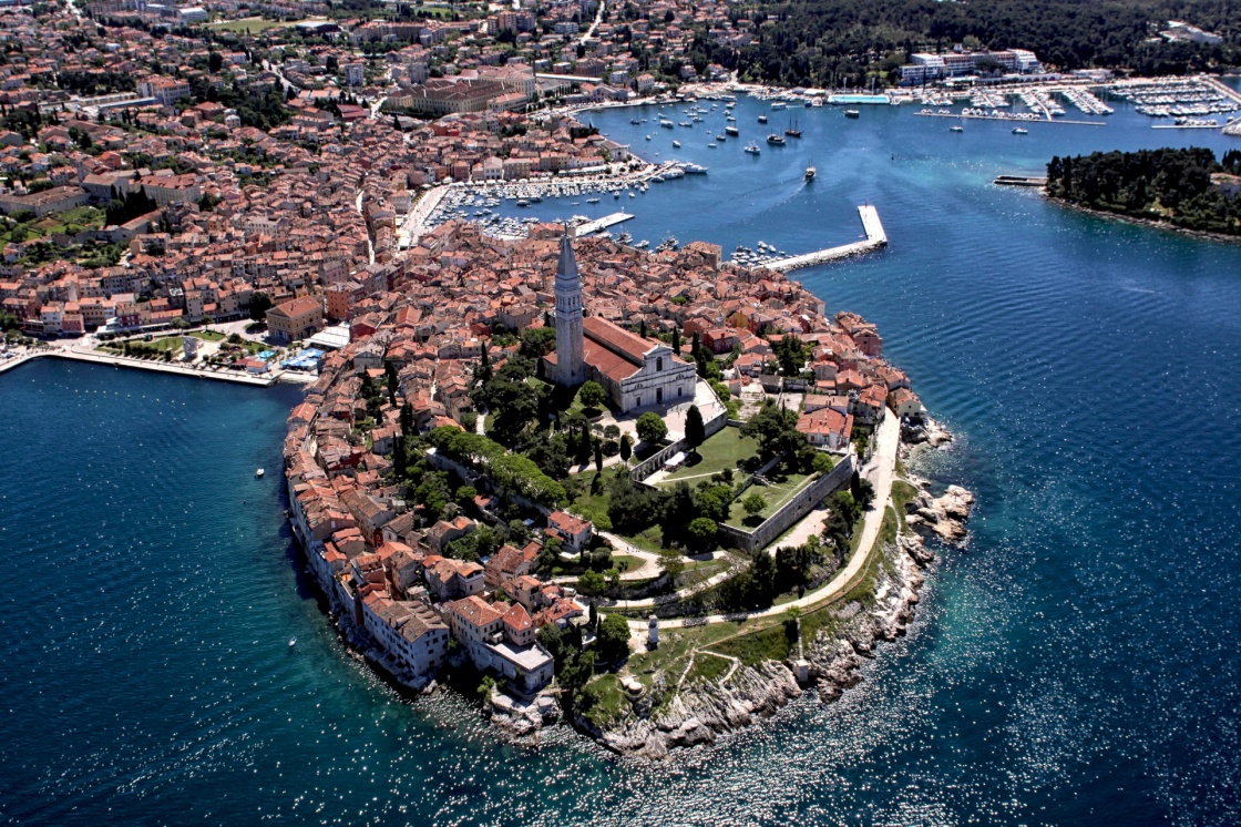 'Aerial shoot of Old town Rovinj, Istra region, Croatia. ' - Istria